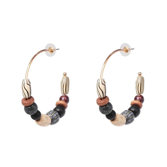 The Secret Pine Jewelry - *HARLOW* Colorful Wood Bead Hoop Earrings